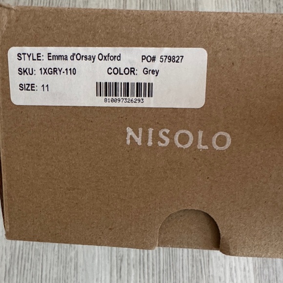 Nisolo Charcoal Leather Loafers Emma d'Orsay Oxford - Picture 7 of 8